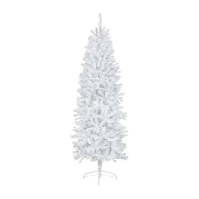 Northlight Slim Geneva White Spruce Artificial  Green Lights 6 1/2 Foot Pre-Lit Christmas Tree