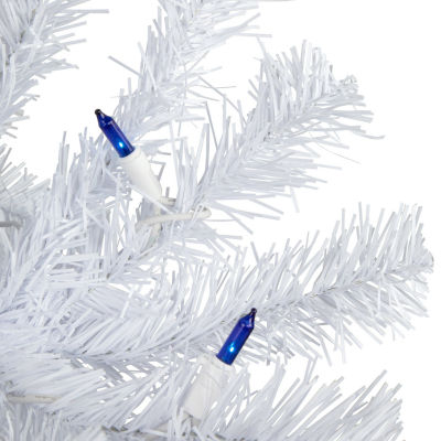 Northlight Slim Geneva White Spruce Artificial  Blue Lights 6 1/2 Foot Pre-Lit Christmas Tree