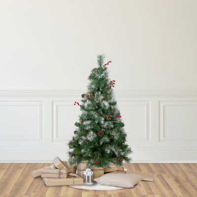 Northlight Frosted Carolina Berry Spruce Artificial  Clear Lights 4 Foot Pre-Lit Christmas Tree