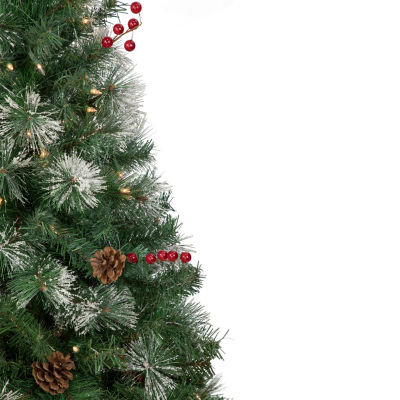 Northlight Frosted Carolina Berry Spruce Artificial  Clear Lights 4 Foot Pre-Lit Christmas Tree