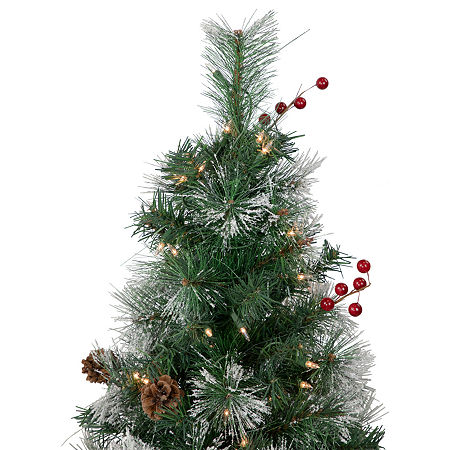 Northlight Frosted Carolina Berry Spruce Artificial Clear Lights 4 Foot Pre-Lit Christmas Tree, One Size, Green