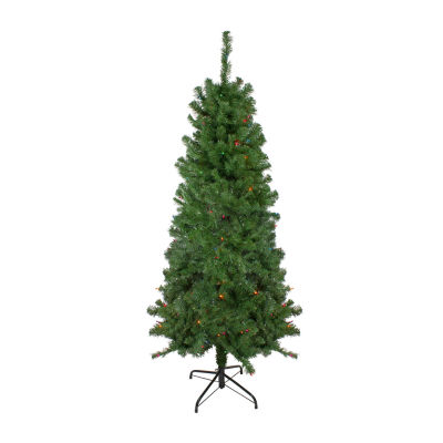 Northlight Alberta Slim Artificial Multi Lights 6 Foot Pre-Lit Pine Christmas Tree