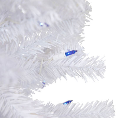 Northlight Woodbury White Slim Artificial  Blue Lights 4 Foot Pre-Lit Pine Christmas Tree