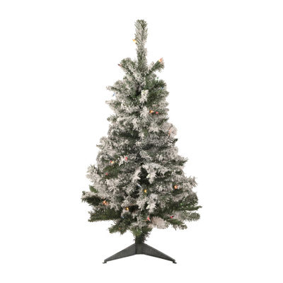 Northlight Medium Heavily Artificial Multi-Color Lights 3 Foot Flocked Christmas Tree