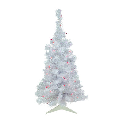 Northlight Rockport White Artificial  Pink Lights 3 Foot Pre-Lit Pine Christmas Tree