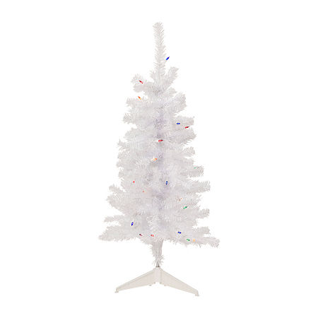 Northlight Woodbury White Slim Artificial Multi Lights 3 Foot Pre-Lit Pine Christmas Tree, One Size, White