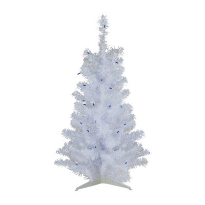 Northlight White Slim Artificial Blue Lights 3 Foot Pre-Lit Pine Christmas Tree