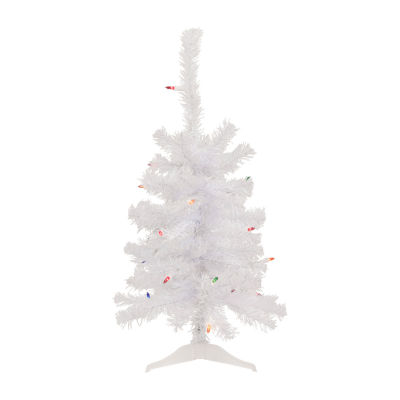 Northlight Lighted Woodbury White Slim Artificial  Multi Lights 2 Foot Pre-Lit Pine Christmas Tree