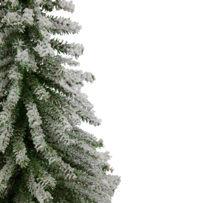 Northlight Potted Downswept Mini Village Medium Artificial Unlit 1 1/2 Feet Flocked Pine Christmas Tree