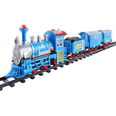 Northlight 14-Piece Blue Lighted And Animated Classic Cartoon Train Set With Sound Christmas Tabletop Decor