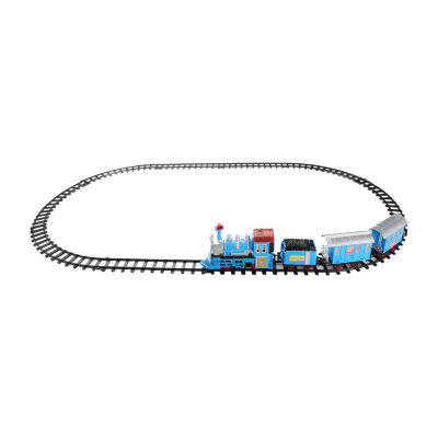 Northlight 14-Piece Blue Lighted And Animated Classic Cartoon Train Set With Sound Christmas Tabletop Decor