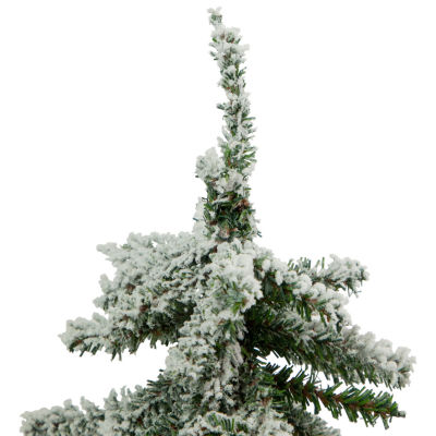 Northlight Potted Downswept Mini Village Medium Artificial  Unlit 1 1/2 Feet Flocked Pine Christmas Tree