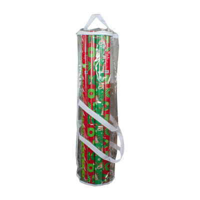 Northlight 30in White And Transparent Christmas Handles Gift Wrap Organizers