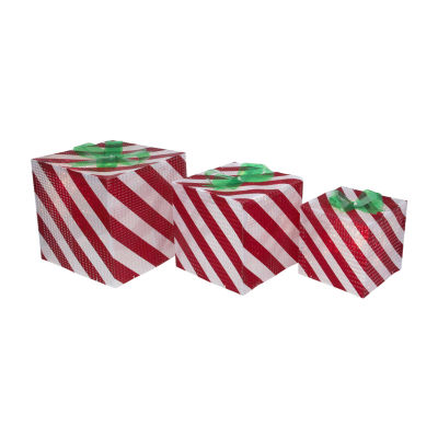 Set of 3 Lighted Green with Red Bows Gift Boxes Outdoor Christmas  Decorations 13, Color: Green - JCPenney