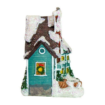 Northlight 5.5in Green Led Snowy House Decoration Lighted Christmas Village