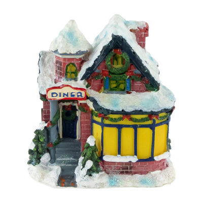 Northlight 4in Snowy Diner Building Christmas Village