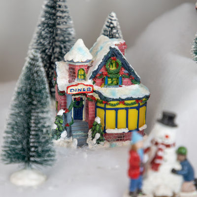 Northlight 4in Snowy Diner Building Christmas Village