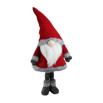 Northlight 28in Red Standing Christmas Santa Claus With Gray Faux Fur Trim Gnome