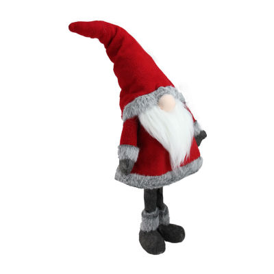 Northlight 28in Red Standing Christmas Santa Claus With Gray Faux Fur Trim Gnome