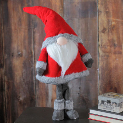 Northlight 28in Red Standing Christmas Santa Claus With Gray Faux Fur Trim Gnome