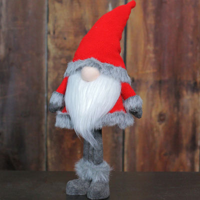 Northlight 28in Red Standing Christmas Santa Claus With Gray Faux Fur Trim Gnome