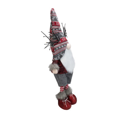 Northlight 30in Red And Gray Nordic Hat Standing Christmas With Led Antlers Gnome