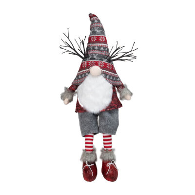 ASSTD NATIONAL BRAND 30in Gray And Red Christmas With Led Antlers And  Dangling Legs Gnome