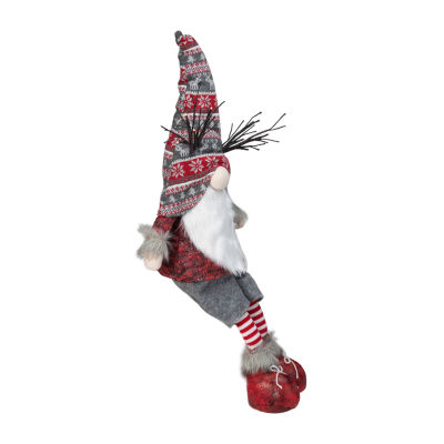 Northlight 30in Gray And Red Christmas With Led Antlers And Dangling Legs Gnome