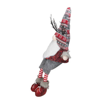 Northlight 30in Gray And Red Christmas With Led Antlers And Dangling Legs Christmas Gnome