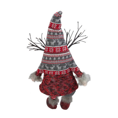 Northlight 30in Gray And Red Christmas With Led Antlers And Dangling Legs Gnome