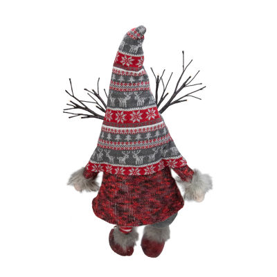 Northlight 30in Gray And Red Christmas With Led Antlers And Dangling Legs Christmas Gnome