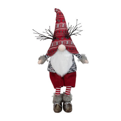 Northlight 30in Red And Gray Fair Isle Sitting Christmas With Led Antlers Christmas Gnome