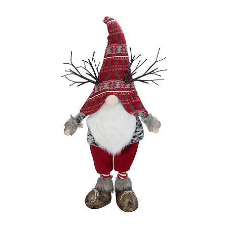 Northlight 30in Red Nordic Hat Standing Santa Christmas With Led Antler Gnome, One Size, Red