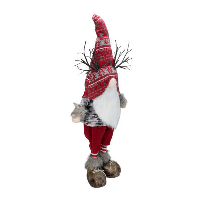 Northlight 30in Red Nordic Hat Standing Santa Christmas With Led Antler Christmas Gnome