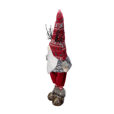 Northlight 30in Red Nordic Hat Standing Santa Christmas With Led Antler Gnome