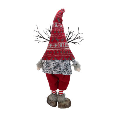 Northlight 30in Red Nordic Hat Standing Santa Christmas With Led Antler Christmas Gnome