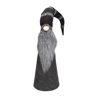 Northlight 37in Led Lighted Black And Gray Knit  Christmas Gnome