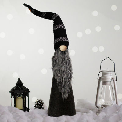 Northlight 37in Led Lighted Black And Gray Knit  Christmas Gnome