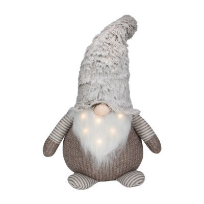 Northlight 23.5in Led Lighted Brown And White Knit  Christmas Gnome