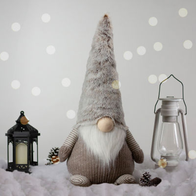 Northlight 23.5in Led Lighted Brown And White Knit  Christmas Gnome