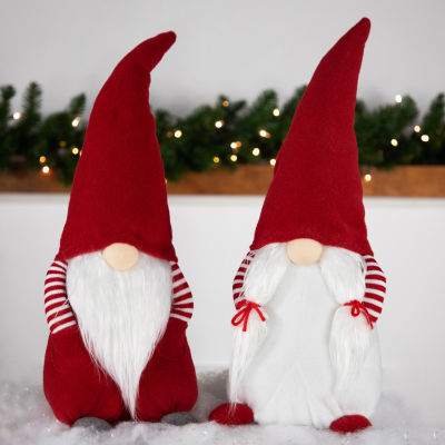 Northlight 20.5in Red And White Inhands In Pocketin Girl Christmas  Decoration Gnome