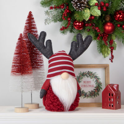 Northlight 12in Red And White  With Antlers Christmas Decoration Gnome