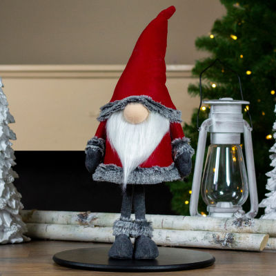 Northlight 19.5in Red And Gray Standing Santa  With Faux Fur Trim Gnome