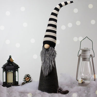 Northlight 27in Led Lighted Black And White Striped  Christmas Gnome