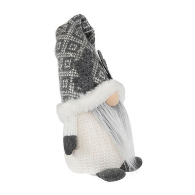 Northlight 9in Lighted Gray And White Christmas  Tabletop Decoration Gnome
