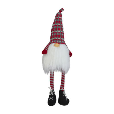 Northlight 23in Red And Gray Striped Christmas Santa  With Dangling Legs Gnome