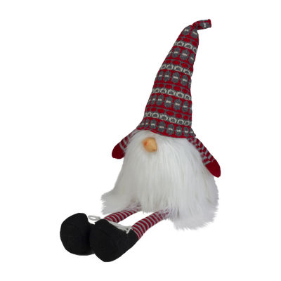 Northlight 23in Red And Gray Striped Christmas Santa  With Dangling Legs Gnome