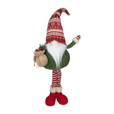 Northlight 27in Red And Green Standing  Tabletop Christmas Decoration With Gift Bag Gnome
