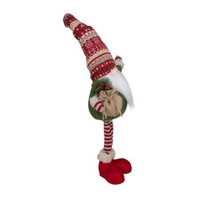 Northlight 27in Red And Green Standing  Tabletop Christmas Decoration With Gift Bag Gnome