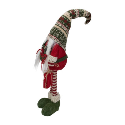 Northlight 28in Red And Green Fair Isle Standing  Girl Christmas Gnome